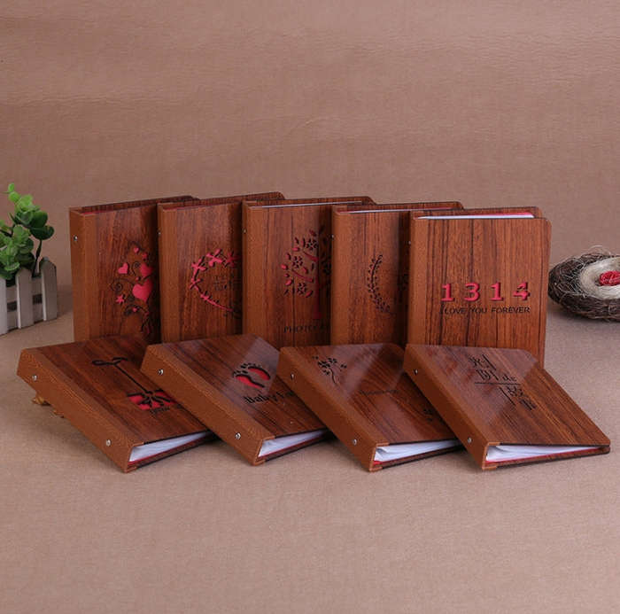 6-Inch 32 Sheets Wooden DIY Photo Album Creative Gift, 1314, Grow Up, Happiness, Baby Love, Love ...