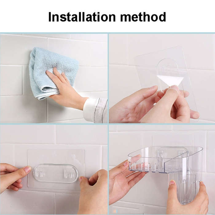 Magic Sticker Plastic Toiletry Makeup Storage Box Transparent Home Creative Organizing Box,Specif...