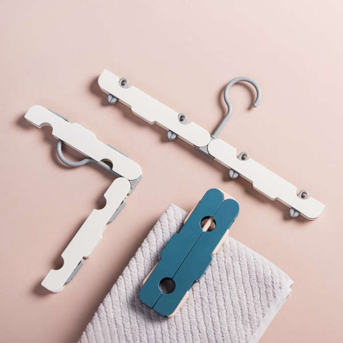 Travel Foldable Portable Clothes Hanger Household Anti-Skid And Windproof Clothes Hanger, Dark Bl...