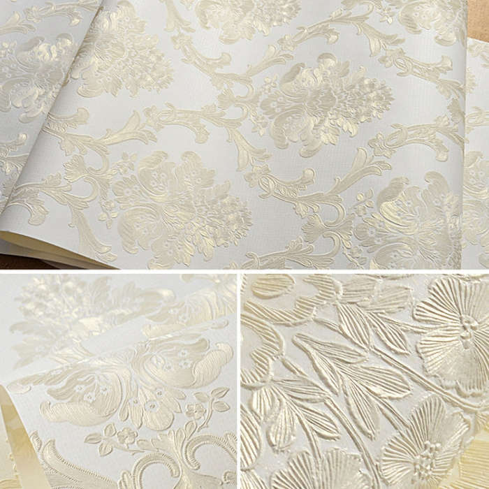 Bedroom Living Room Classic Damascus 3D Precision Pressed Non-Woven Fabric Self-Adhesive Wallpape...