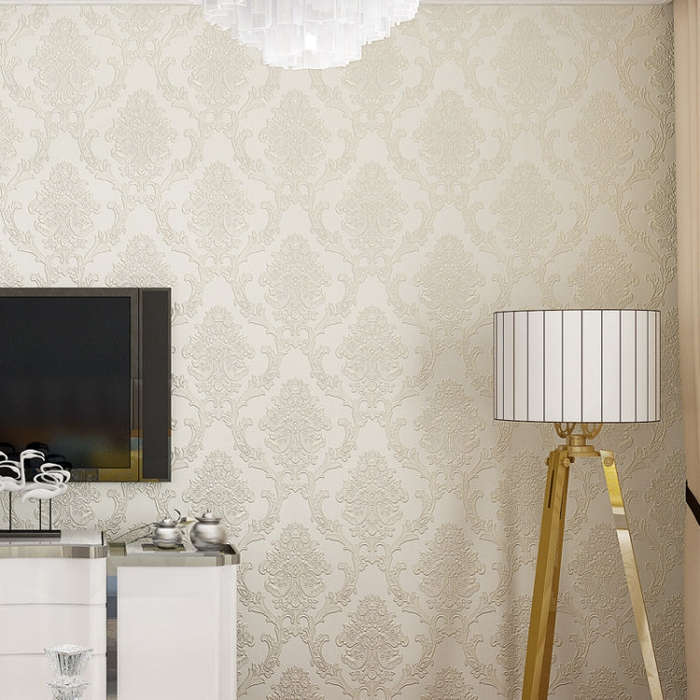 Bedroom Living Room Classic Damascus 3D Precision Pressed Non-Woven Fabric Self-Adhesive Wallpape...