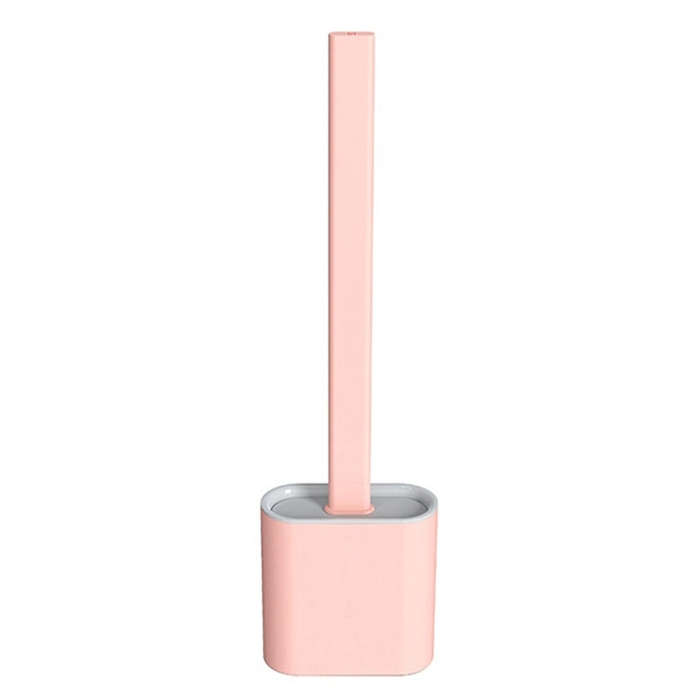 Household Long Handle Soft Plastic Gap Toilet Brush TPR Decontamination Cleaning Brush, White, Pi...