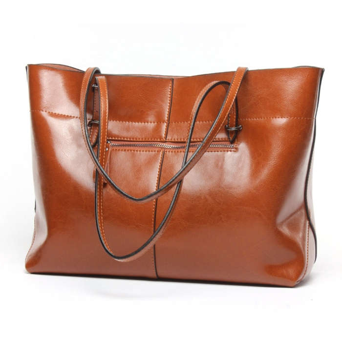 L4002 Trendy Casual Tote Bag Shoulder Women Bag, Retro Brown Horizontal Version, Vintage Wine Red...