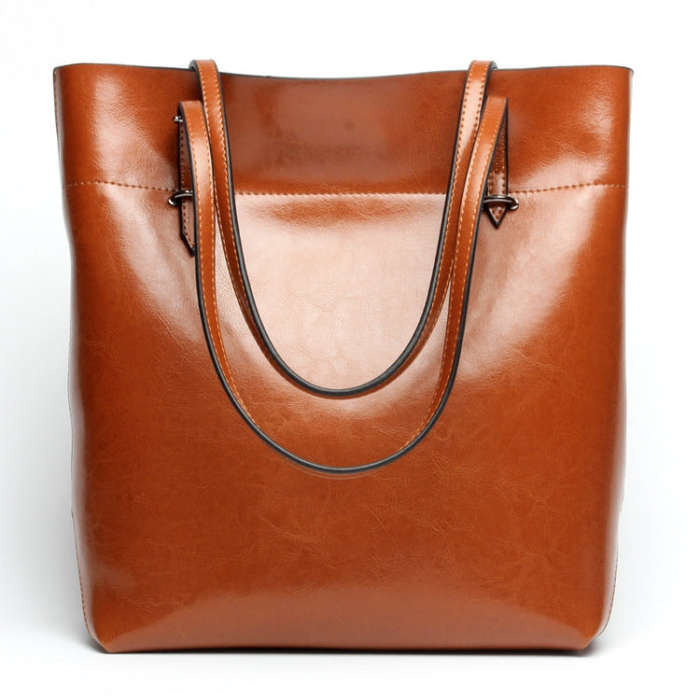 L4002 Trendy Casual Tote Bag Shoulder Women Bag, Retro Brown Horizontal Version, Vintage Wine Red...