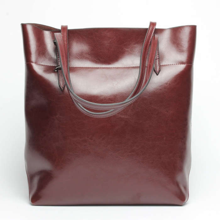 L4002 Trendy Casual Tote Bag Shoulder Women Bag, Retro Brown Horizontal Version, Vintage Wine Red...