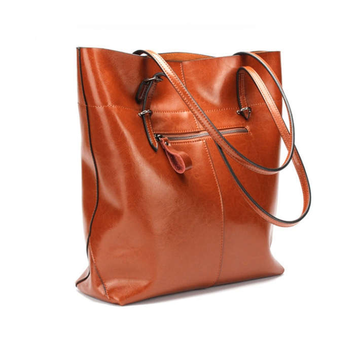 L4002 Trendy Casual Tote Bag Shoulder Women Bag, Retro Brown Horizontal Version, Vintage Wine Red...