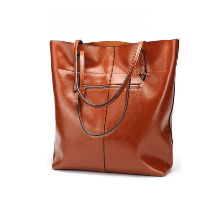 L4002 Trendy Casual Tote Bag Shoulder Women Bag, Retro Brown Horizontal Version, Vintage Wine Red...