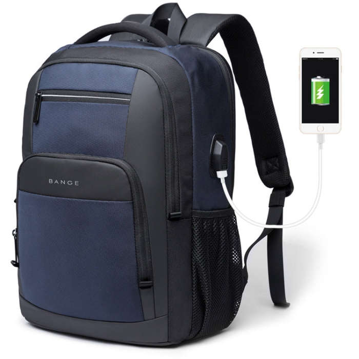 BANGE BG-1921 College Student Schoolbag Waterproof Business Computer Backpack with External USB C...
