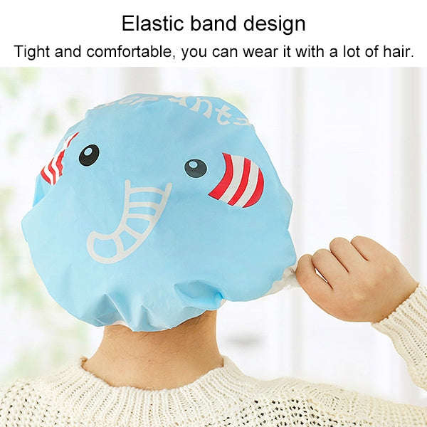 3 PCS Cute Cartoon Shower Bath Cap Saunas Lace Elastic Band Cap Hair Protective Cap