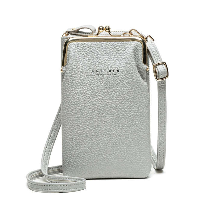 H2107 Ladies Mobile Phone Bag Shoulder Messenger Bag Pebbled Zipper Wallet, Yellow, Red, Green, B...
