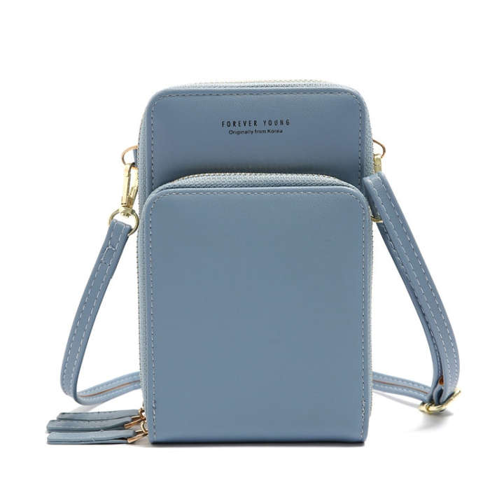 Ladies Mobile Phone Bag PU Vertical Large Capacity Mobile Phone Single-Shoulder Messenger Bag, PU...