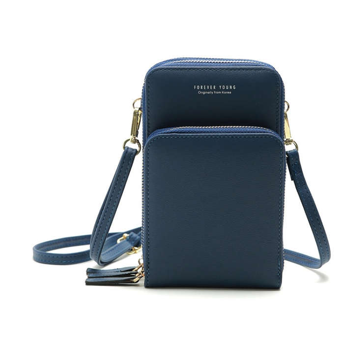 Ladies Mobile Phone Bag PU Vertical Large Capacity Mobile Phone Single-Shoulder Messenger Bag, PU...