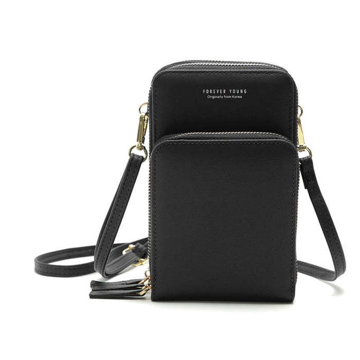 Ladies Mobile Phone Bag PU Vertical Large Capacity Mobile Phone Single-Shoulder Messenger Bag, PU...