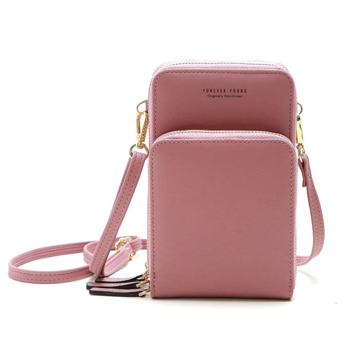 Ladies Mobile Phone Bag PU Vertical Large Capacity Mobile Phone Single-Shoulder Messenger Bag, PU...