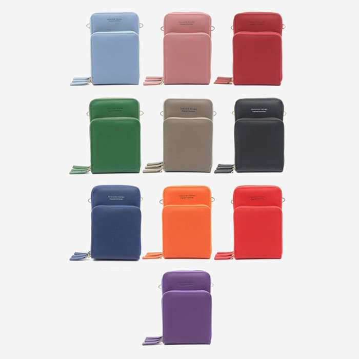 Ladies Mobile Phone Bag PU Vertical Large Capacity Mobile Phone Single-Shoulder Messenger Bag, PU...
