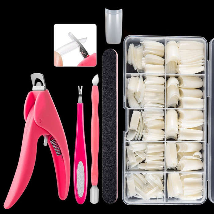 Manicure Tool  Set Fingernails Word Cut Set, Transparent French, Natural French, Transparent Semi...