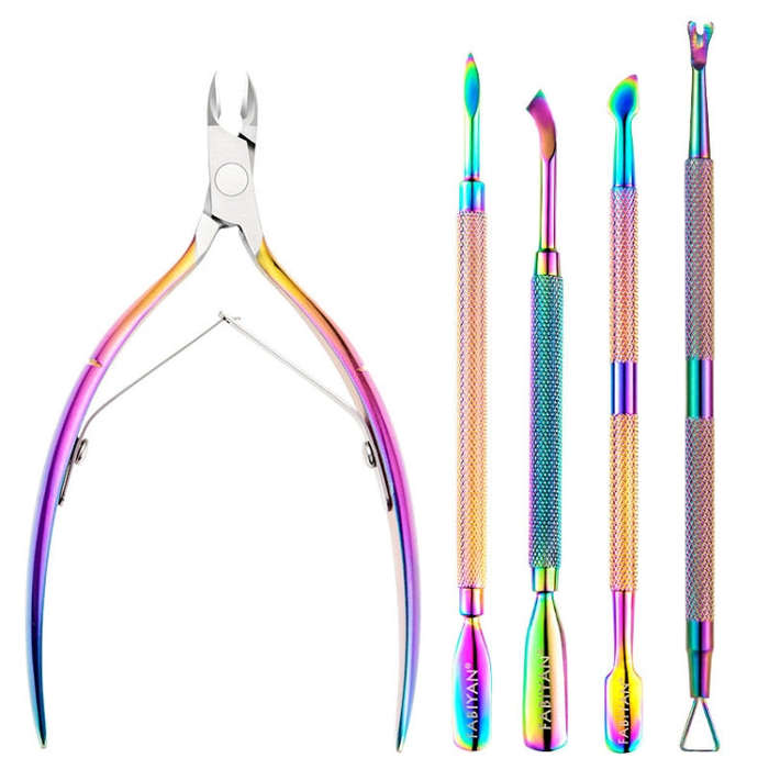 FABIYAN Stainless Steel Dead Skin Shear Steel Push Nail Art Tool Set, Specification: Set 3, Set 1...