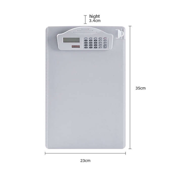 A4 Multi-Function Folder With Calculator Ruler Writing Board File Storage Plastic Splint, Black, ...
