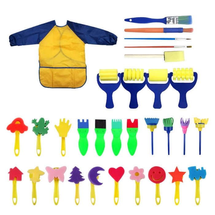 31 In 1 Painting Sponge Seal Early Education Art Graffiti Supplies For Children, 31 in 1/Yellow, ...