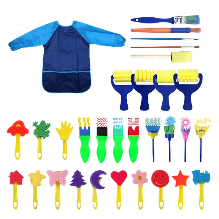 31 In 1 Painting Sponge Seal Early Education Art Graffiti Supplies For Children, 31 in 1/Yellow, ...
