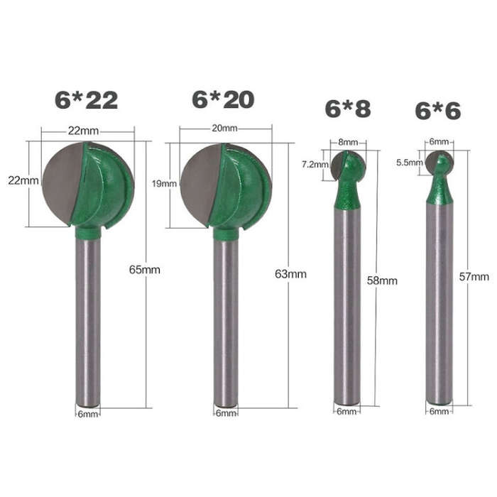 Spherical Carving Knife Woodworking Straight Handle Grinding Head, 4PCS/Set 6 Handles, 4PCS/Set 6...