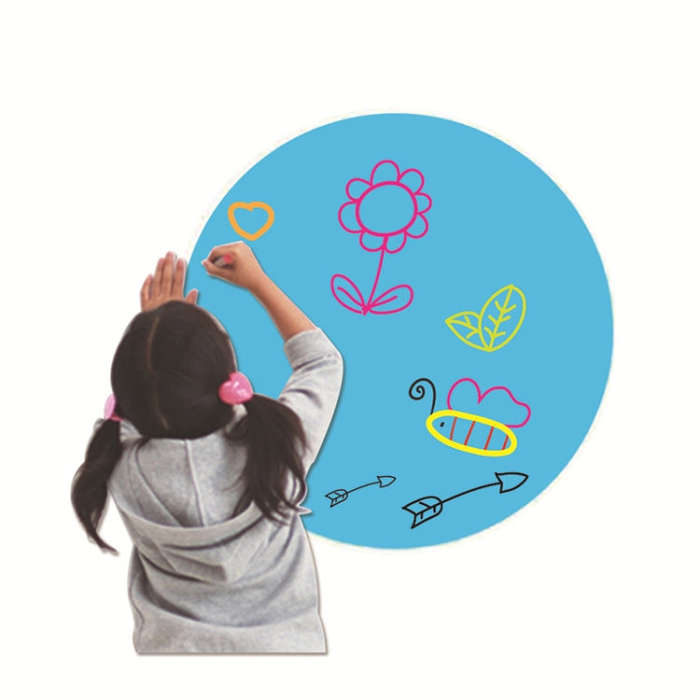 Erasable PVC Round Self-Adhesive Message Board Children Drawing Teaching Blackboard Sticker Color...