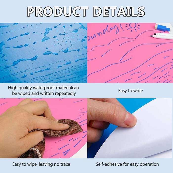 Erasable PVC Round Self-Adhesive Message Board Children Drawing Teaching Blackboard Sticker Color...