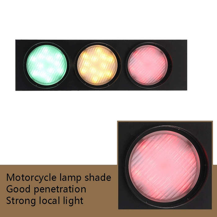 Retro Bar Restaurant Traffic Light Wrought Iron Engineering Glass LED Indoor Signal Wall Light, 5...