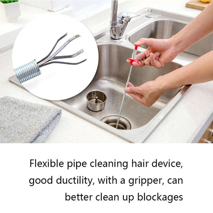Kitchen Pipe Dredge Hook Sewer Toilet Anti-Blocking Sink Dredge Kit, Style:, 6 PCS/Set-1M, 6 PCS/...