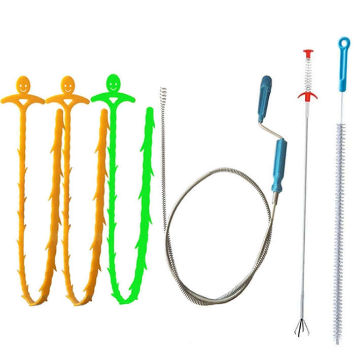 Kitchen Pipe Dredge Hook Sewer Toilet Anti-Blocking Sink Dredge Kit, Style:, 6 PCS/Set-1M, 6 PCS/...