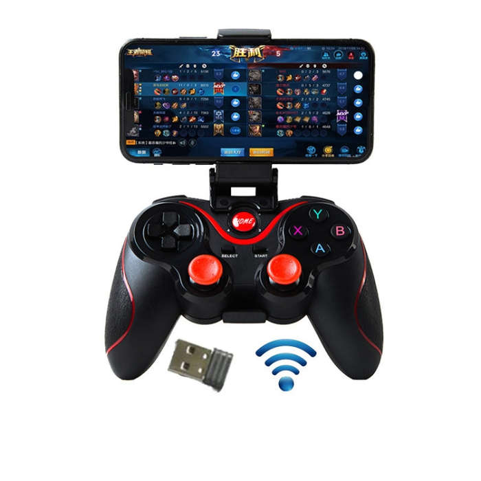 S6 Wireless Bluetooth Game Controller Handle With Bracket & Receiver For Android / IOS / PC, S6 W...