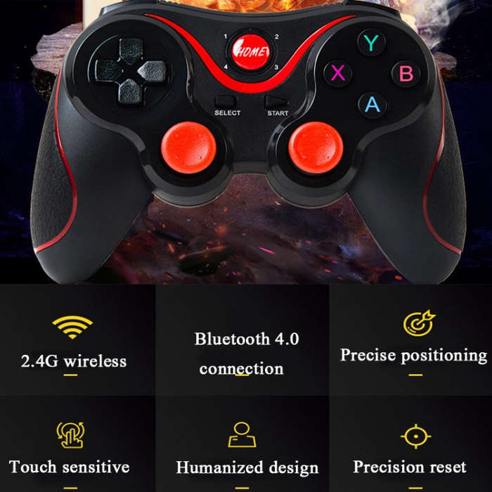 S6 Wireless Bluetooth Game Controller Handle With Bracket & Receiver For Android / IOS / PC, S6 W...