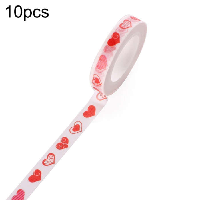 10pcs Paper Tape Hand Ledger Decoration Sticker, 8mmx10m, Red Love SM-11, Black Scissors SM-12, C...