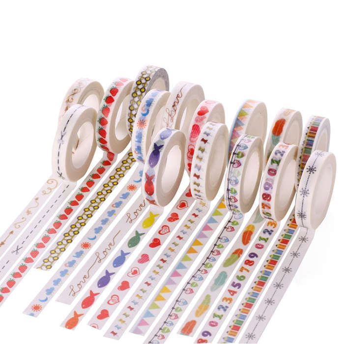10pcs Paper Tape Hand Ledger Decoration Sticker, 8mmx10m, Red Love SM-11, Black Scissors SM-12, C...
