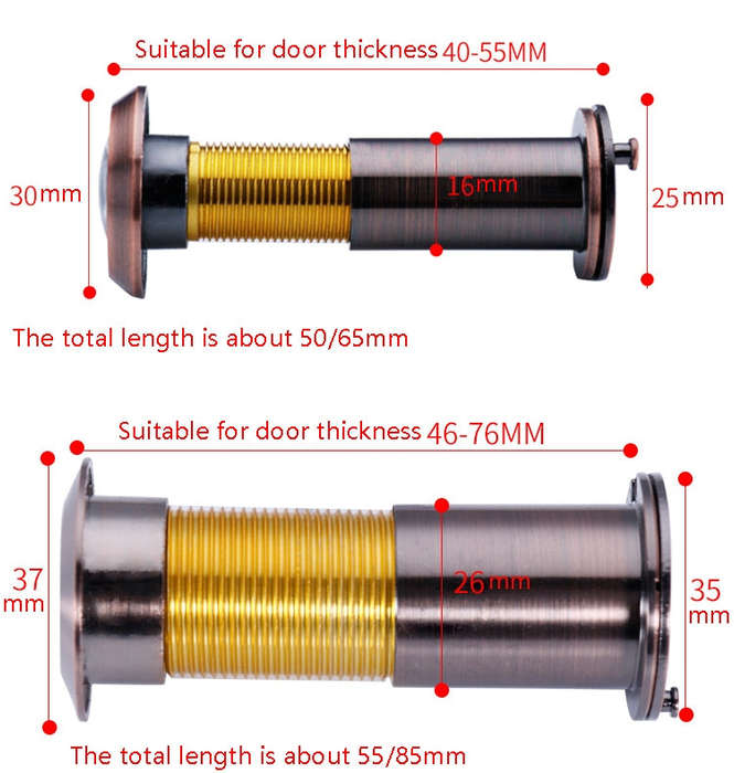 2 PCS Security Door Cat Eye HD Glass Lens 200 Degrees Wide-Angle Anti-Tiny Hotel Door Eye, 16mm B...
