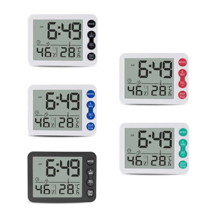 Multifunctional Indoor Thermometer And Hygrometer Large Screen Alarm Clock Kitchen Electronic Cou...