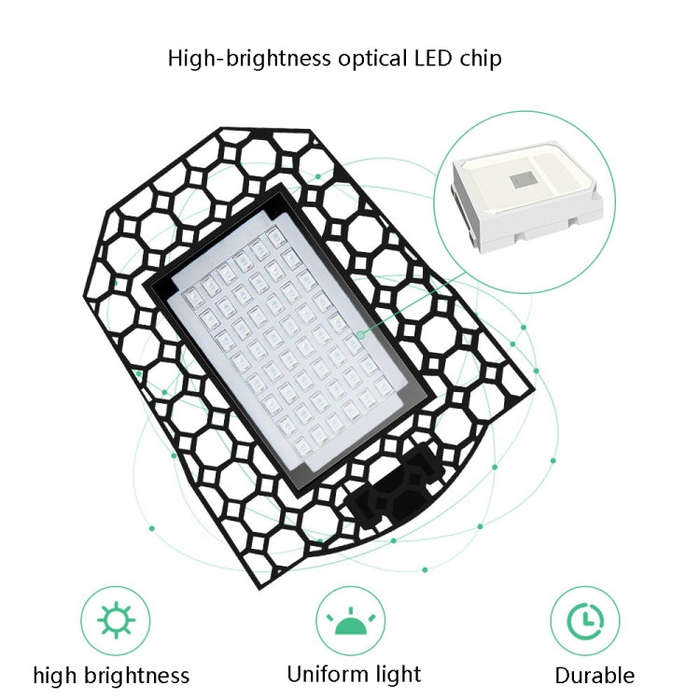 LED Garage Light Factory Warehouse Folding Four-Leaf Lamp, 100W, 120W, 150W