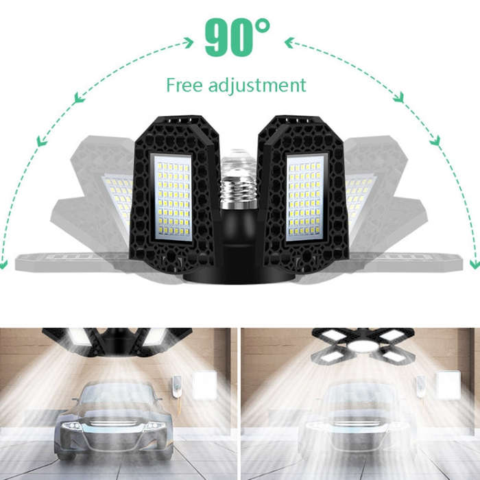 LED Garage Light Factory Warehouse Folding Four-Leaf Lamp, 100W, 120W, 150W