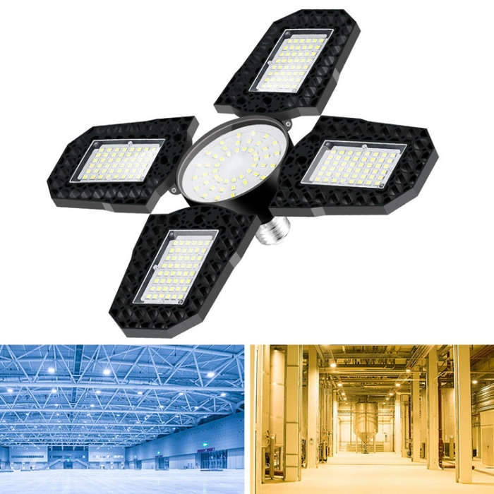 LED Garage Light Factory Warehouse Folding Four-Leaf Lamp, 100W, 120W, 150W
