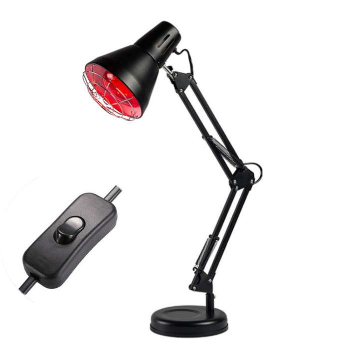 Household 150-watt Infrared Simple Physiotherapy Lamp With Metal Long Arm US Plug, Button Switch ...