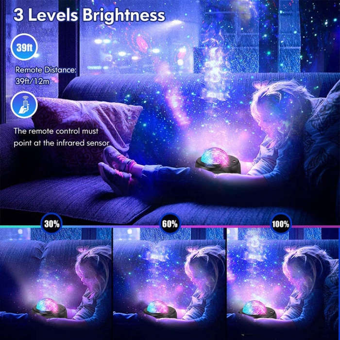 DQ-M3 LED Rotating Starry Sky Light Bluetooth Music Planets Ocean Projector Support TF Card,Style...