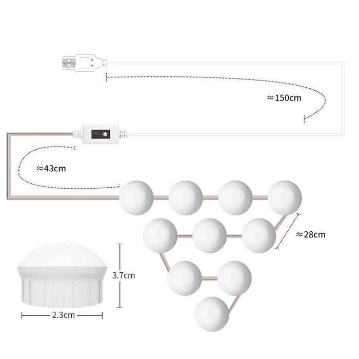 LED Makeup Mirror Light Beauty Fill Light Hand Sweep Sensor Mirror Front Light, 2 Bulbs, 6 Bulbs,...