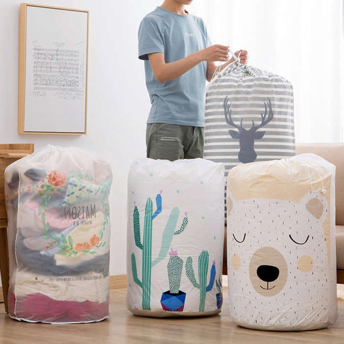 Large-capacity Household Waterproof Moisture-proof Quilt Storage Bag Packing Bag, Striped Deer, C...