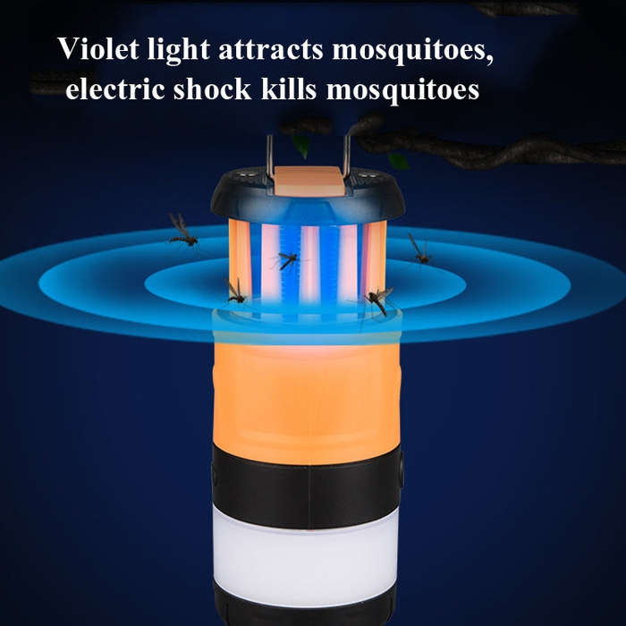 Outdoor LED Waterproof Electric Mosquito Killer Lamp Camping Lamp Flashlight, Orange, Sky Blue, L...