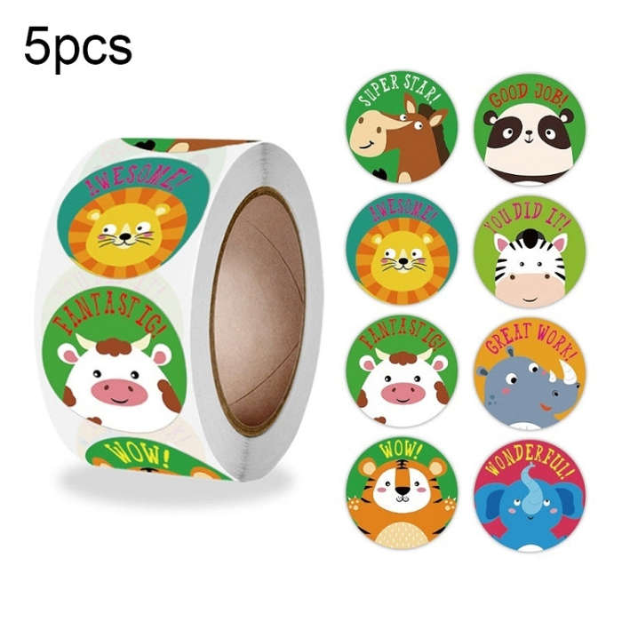 5pcsTeacher Cartoon Pattern Fun Encourage Stationery Stickers Gift Packaging Bag Sealing Stickers...