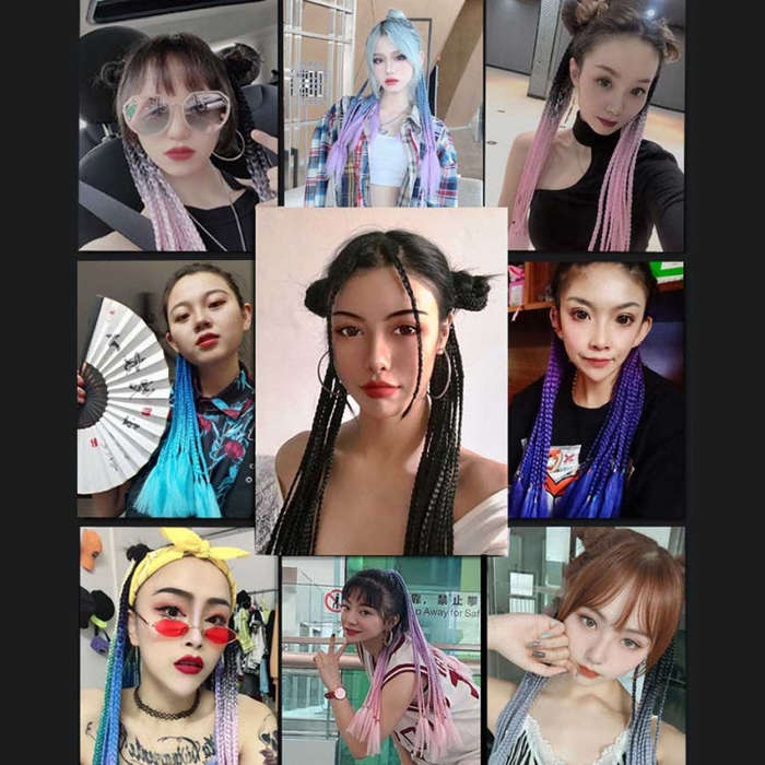 FQXBMW Colorful Braid Hair Band Wigs Corn Silk Colorful Dreadlocks Ponytail, Color: 1, 1, 02, 06,...