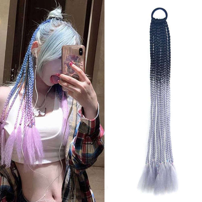 FQXBMW Colorful Braid Hair Band Wigs Corn Silk Colorful Dreadlocks Ponytail, Color: 1, 1, 02, 06,...
