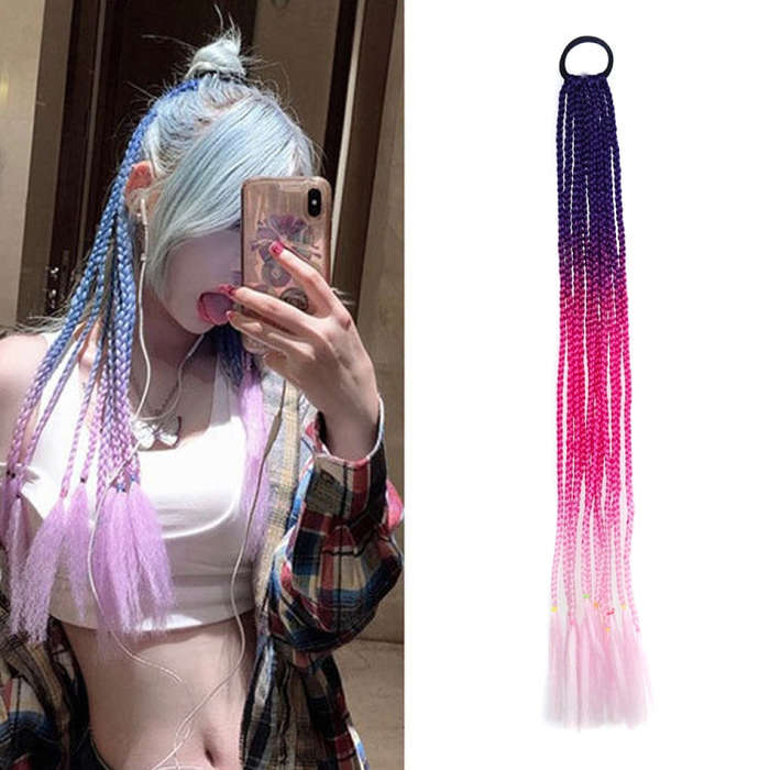 FQXBMW Colorful Braid Hair Band Wigs Corn Silk Colorful Dreadlocks Ponytail, Color: 1, 1, 02, 06,...