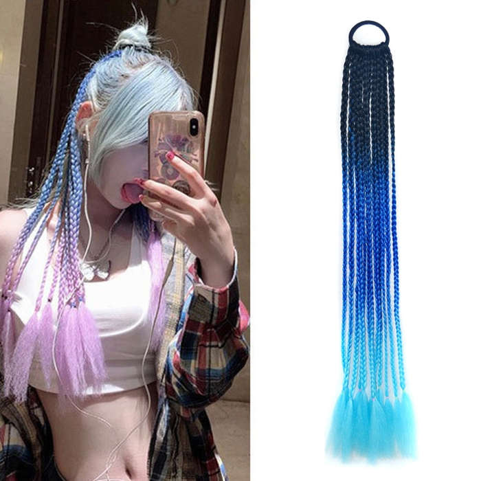 FQXBMW Colorful Braid Hair Band Wigs Corn Silk Colorful Dreadlocks Ponytail, Color: 1, 1, 02, 06,...