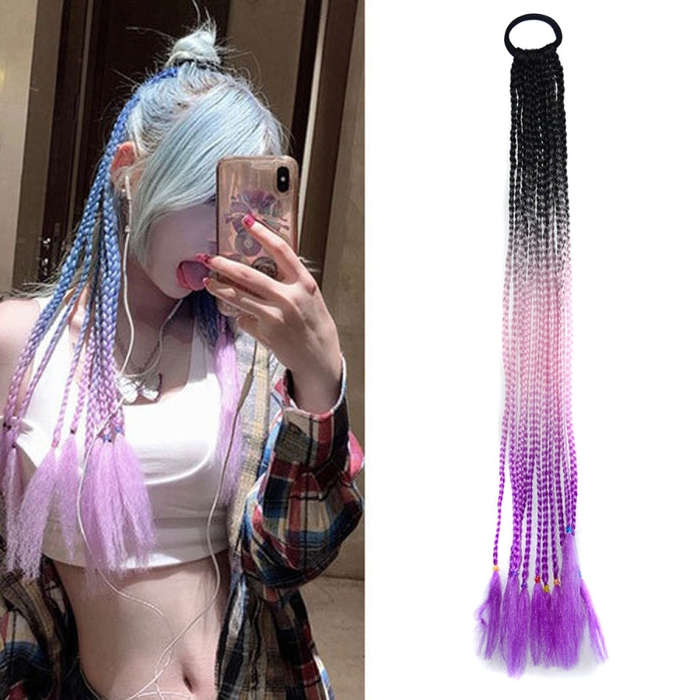 FQXBMW Colorful Braid Hair Band Wigs Corn Silk Colorful Dreadlocks Ponytail, Color: 1, 1, 02, 06,...